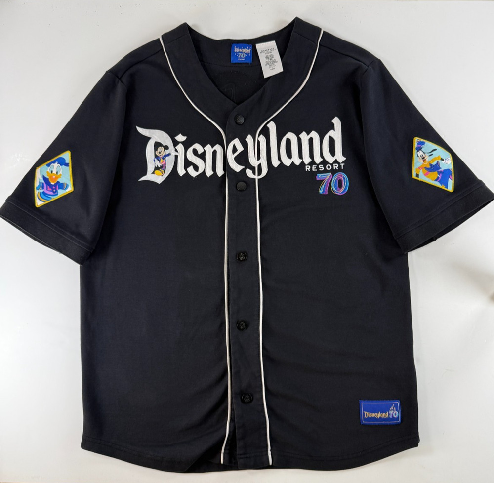 Disneyland Resort 70th Anniversary Baseball Jersey Men's M Mickey Donald Goofy